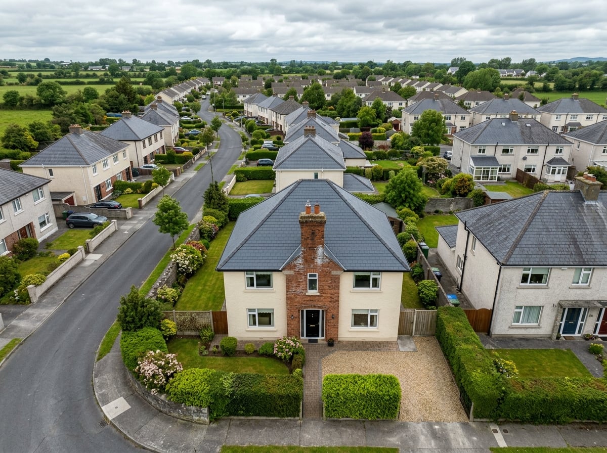 Aerial tiled roof